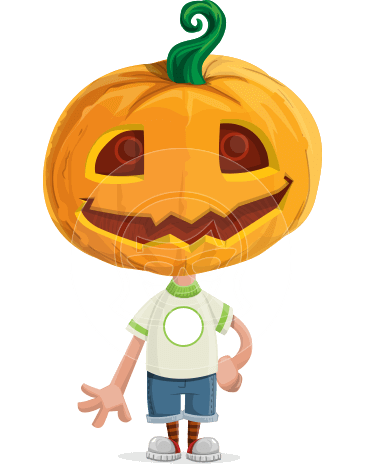 Cute Halloween Kid with Pumpkin Cartoon Vector Character